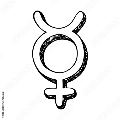 Hand drawn hermaphroditus gender identity icon Symbol used to represent sex and gender