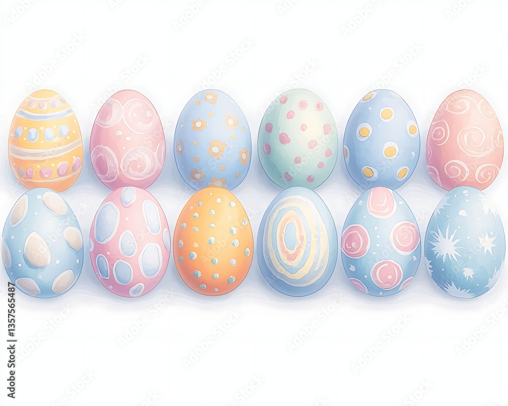 Pastel Easter Eggs Row. Pastel Easter Eggs Row.
