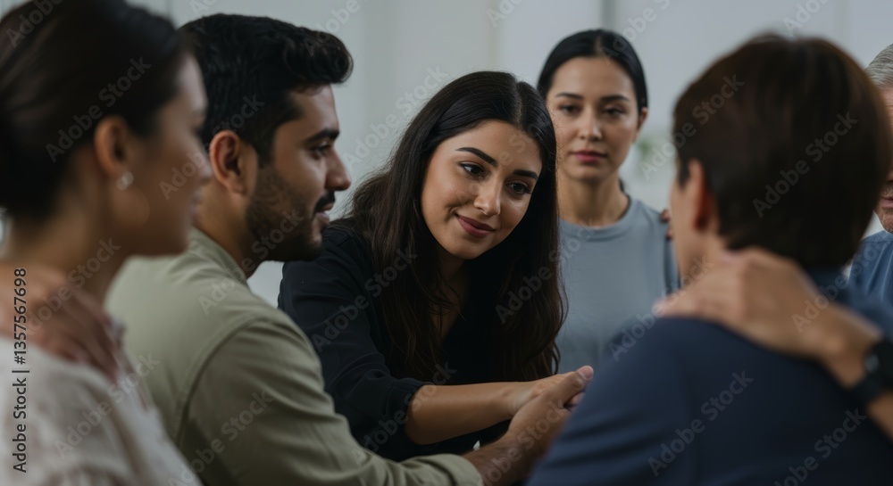 Diverse group finds solace and support in a comforting setting atmosphere Diverse group finds solace and support in a comforting setting atmosphere