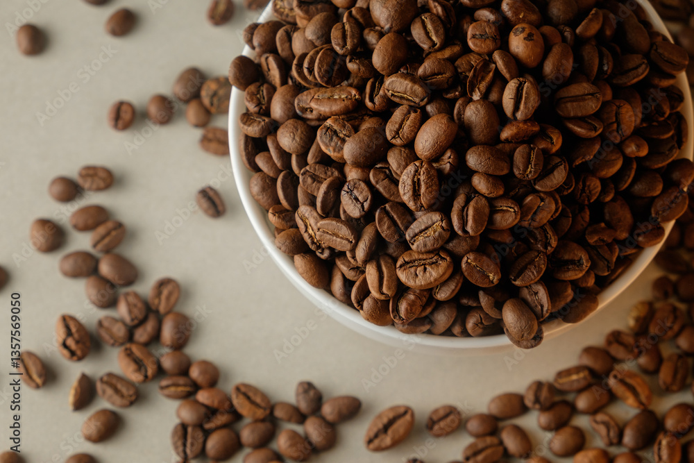 Freshly roasted coffee beans create rich aromas in a cozy setting Freshly roasted coffee beans create rich aromas in a cozy setting
