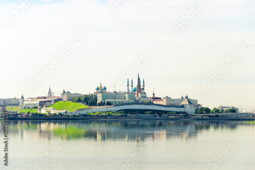 Picturesque view of the Kazan Kremlin and the Kazanka River. Russia