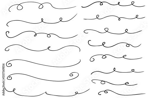 手描きの文字の下の線　アンダーラインセット　ベクター