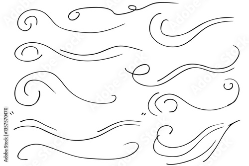 手描きの文字の下の線　アンダーラインセット　ベクター