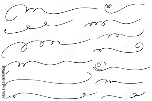 手描きの文字の下の線　アンダーラインセット　ベクター