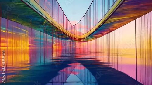 Vibrant Colorful Glass Architecture at Sunset