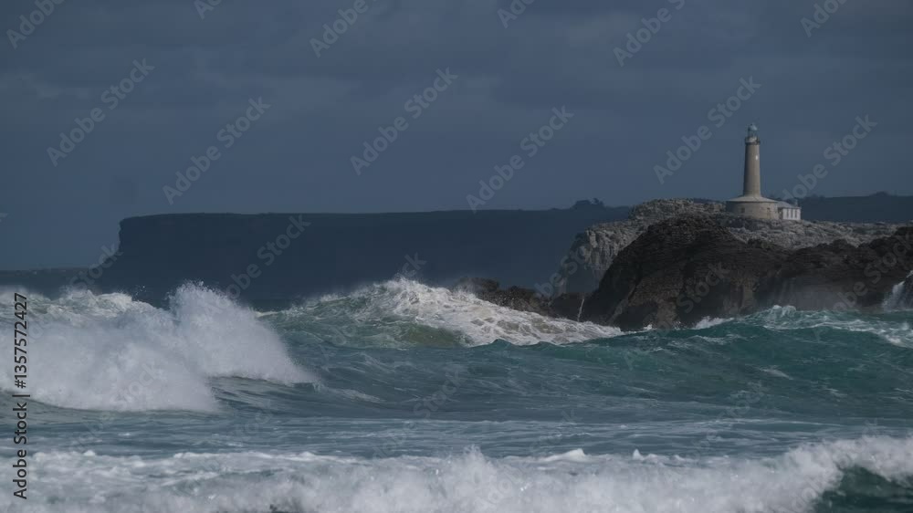 lighthouse in the storm, Santander. Spain lighthouse in the storm, Santander. Spain