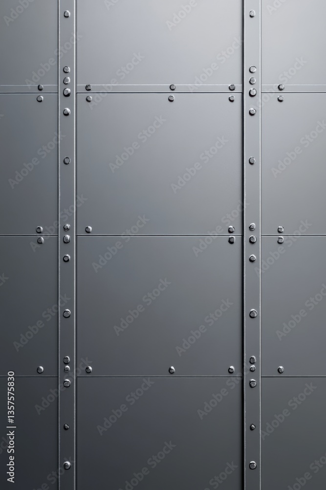 3D render of a flat grey background with metal plates.
3D render of a flat grey background with metal plates.