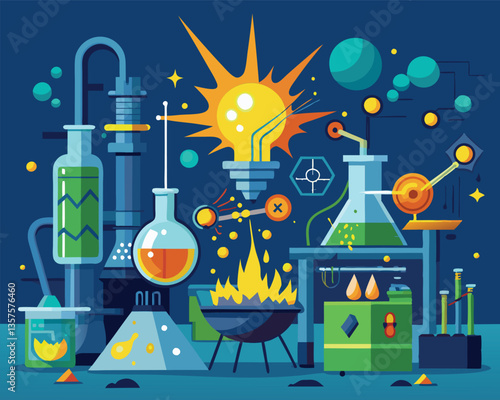 Science Lab Illustration. Experimentation and Discovery