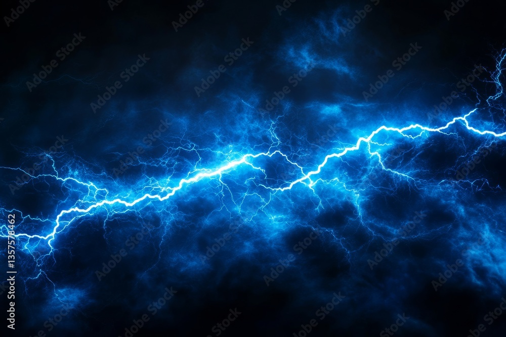 Blue lightning against a dark sky background, electric energy swirling in the atmosphere. Blue lightning against a dark sky background, electric energy swirling in the atmosphere.
