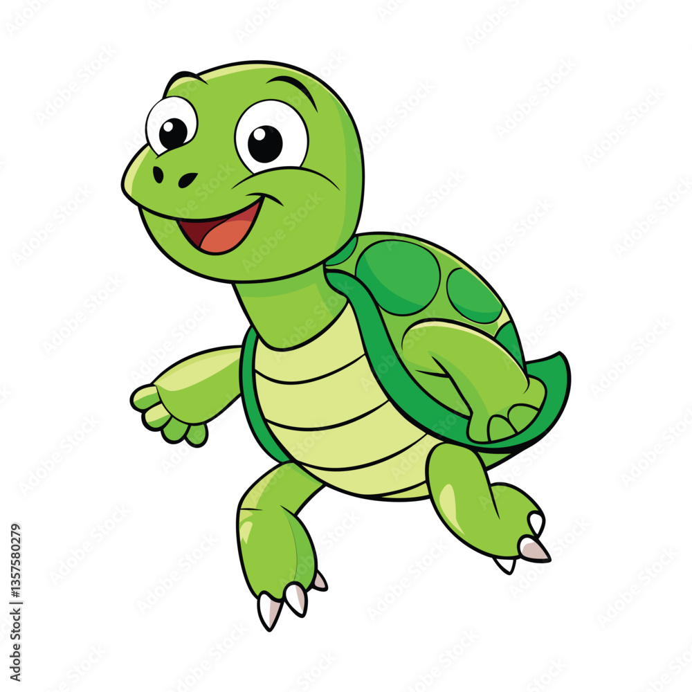 Naklejka premium Cute Cartoon Turtle Walking Illustration
