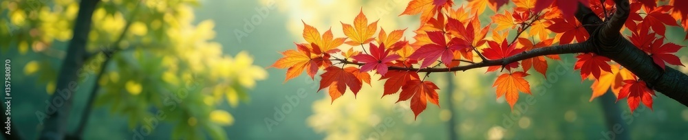 Hanging branch of a tree covered in colorful leaves and flowers, leafy, trees Hanging branch of a tree covered in colorful leaves and flowers, leafy, trees