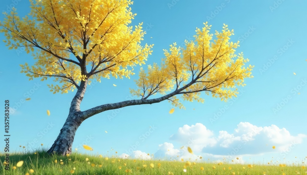 Fototapeta premium Long solitary aspen branch stretching towards sky, nature, wood, tree