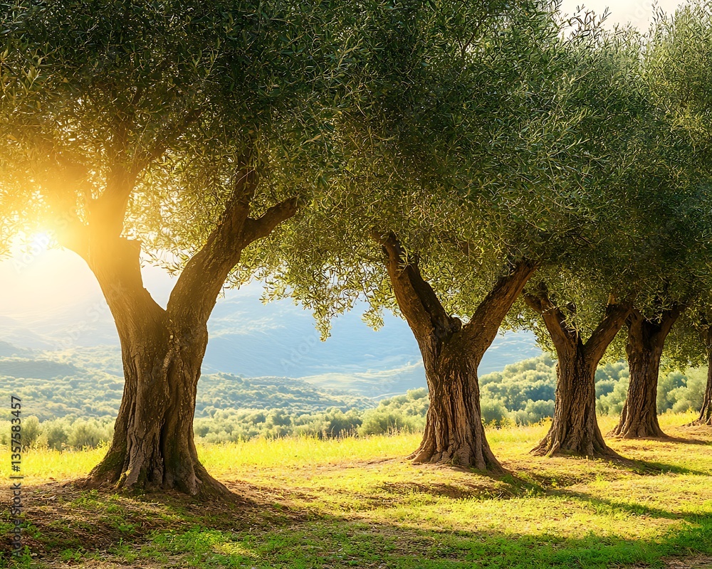 Fototapeta premium Sunrise Olive Grove Landscape