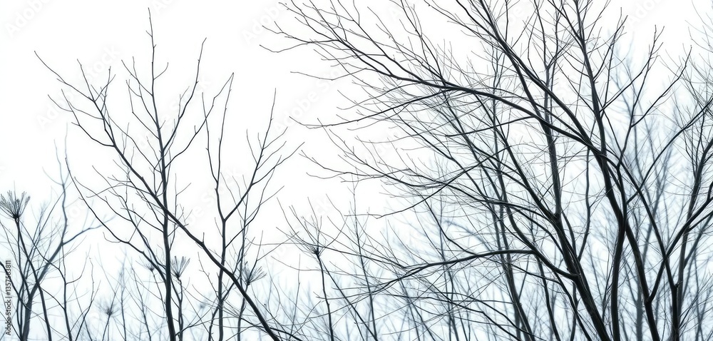 Naked branches, stark winter silhouettes against pure white, branches, elegant Naked branches, stark winter silhouettes against pure white, branches, elegant