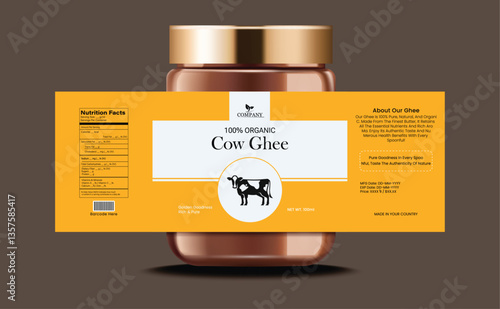 Cow Ghee Jar Label Template