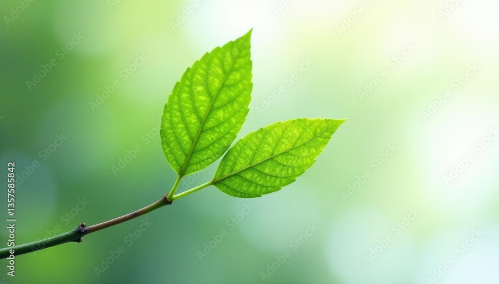 Single isolated leaf branch on white background, solitary, leafy Single isolated leaf branch on white background, solitary, leafy