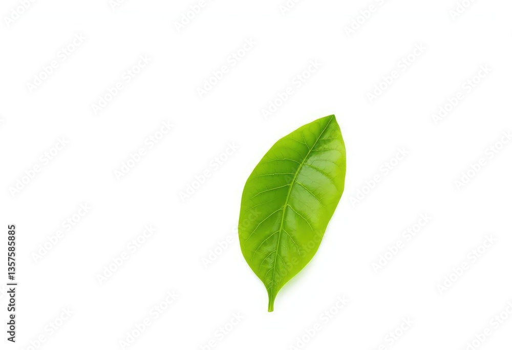Single leaf, isolated on pure white background, flora, detail Single leaf, isolated on pure white background, flora, detail