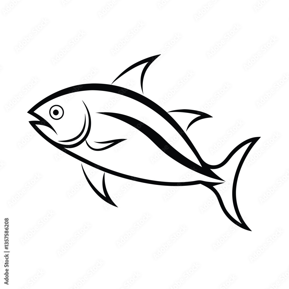 Vector illustration of fish and shark in the ocean Vector illustration of fish and shark in the ocean