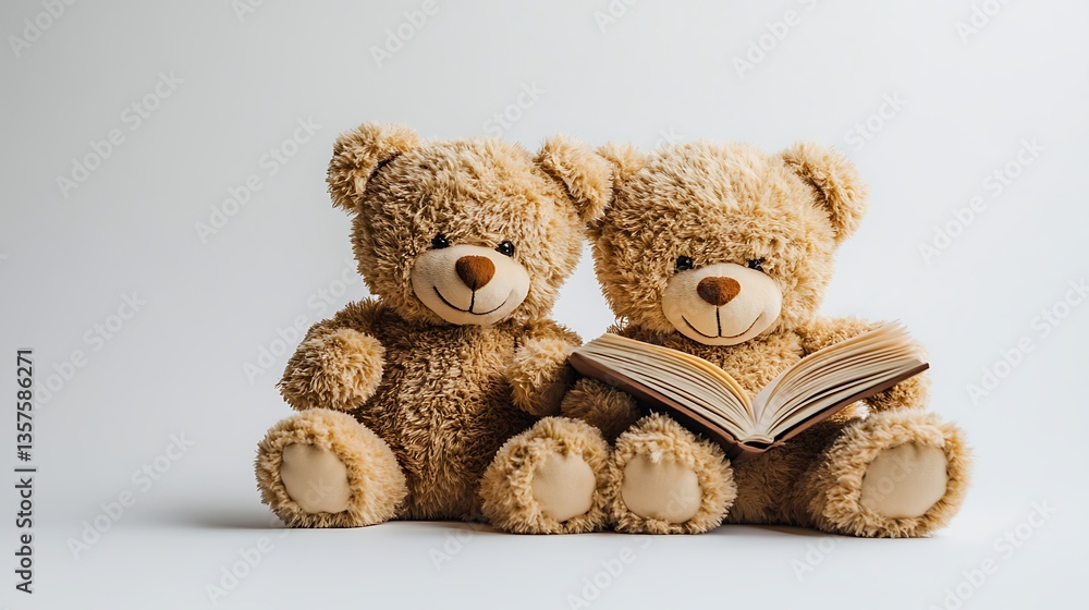 Obraz premium Teddy Bears Reading Book