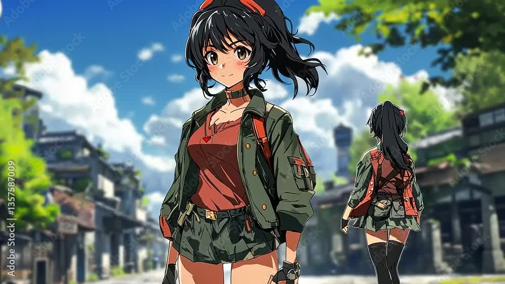Anime Girl in Post-Apocalyptic Town: A Digital Painting Anime Girl in Post-Apocalyptic Town: A Digital Painting