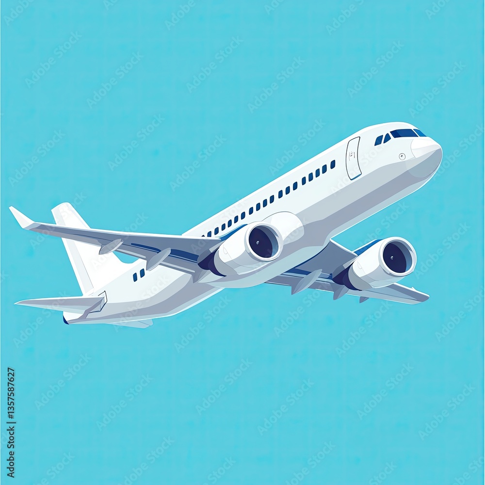 Fototapeta premium Stylish aircraft soaring through blue skies.