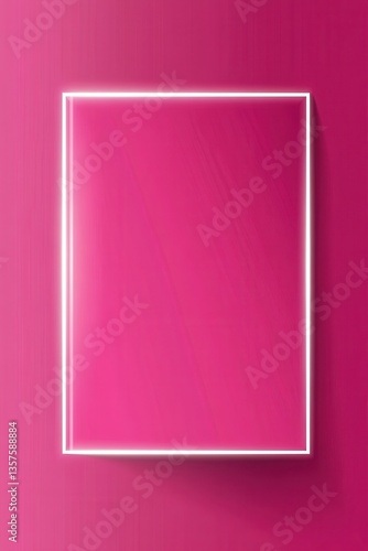 Vibrant Pink Background with Glowing White Frame Modern Minimalist Design