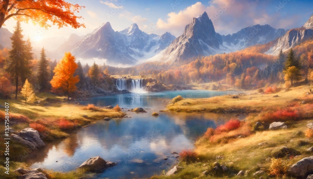Fototapeta premium Valley Landscape Majestic Nature In Autumn Season