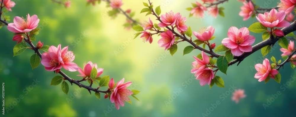 Tree branches with leaves and flowers intertwined, nature, branches Tree branches with leaves and flowers intertwined, nature, branches