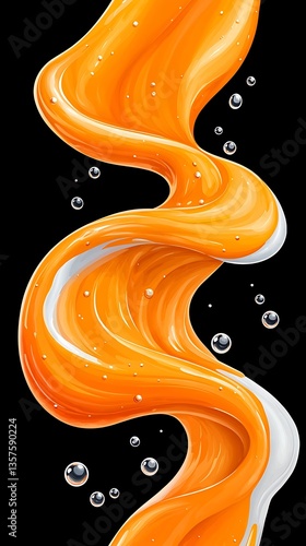 Orange Cream Swirl with Liquid Flow.