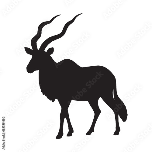Addax Silhouette Vector - Captivating and Professional Endangered Antelope Artwork for Print and Digital Branding - Addax Vector - Addax Icon - Addax Illustration

