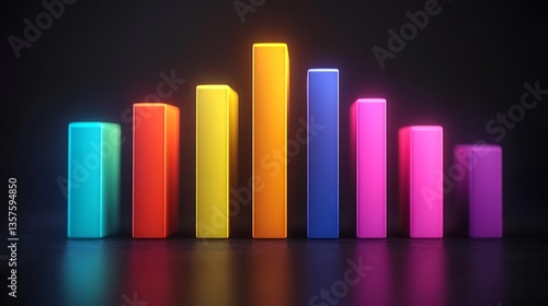 Free Download Colorful 3D bar chart on dark background. - GFXLoad