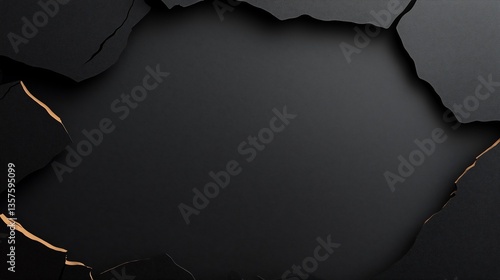 Black Ripped Paper with Torn Edges Isolated on Transparent Background