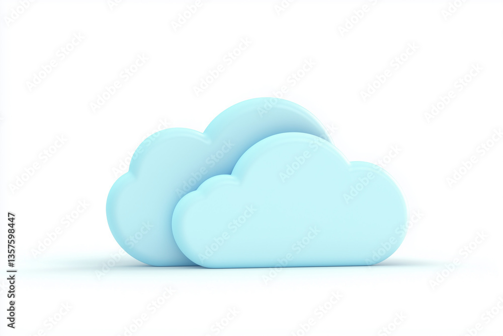 Fototapeta premium 3D light blue cloud icon in soft style