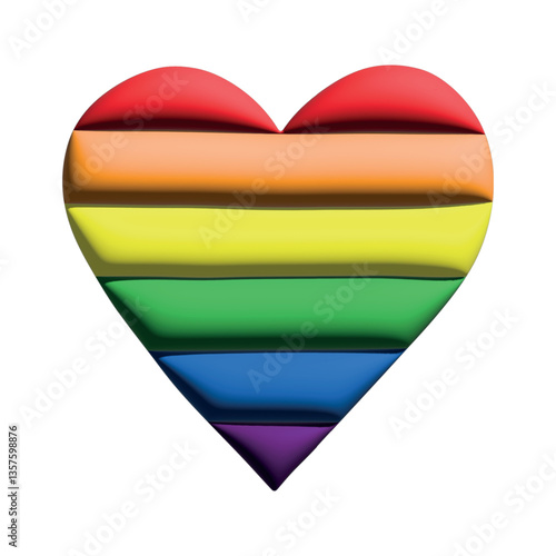 Free Download Colorful heart shape Gay pride flag Happy pride day LGBTQ community Pride Month Vector 3d clipart for posters, stickers, logo, cards - GFXLoad