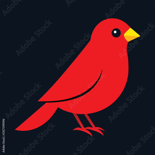 Red canary serious canaries vector art illustration