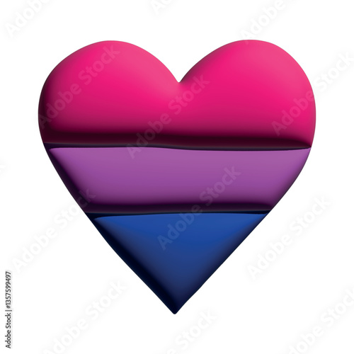Free Download Colorful heart shape Bisexual pride flag Happy pride day LGBTQ community Pride Month Vector 3d clipart for posters, stickers, logo, cards - GFXLoad
