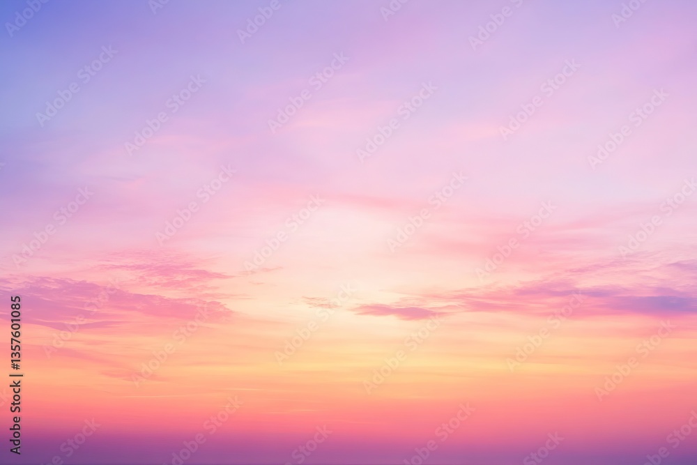Fototapeta premium Evening sky displays warm hues of pink and orange at sunset by the horizon