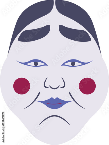 Traditional Japanese Okame mask  symbol of luck and female spirit in folklore