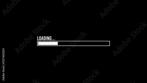 Creative horizontal loading progress bar animation with loading text in black. Zero to hundred percent downloading progress animation concept.
