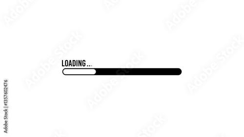 Creative horizontal loading progress bar animation with loading text. Smooth downloading progress animation concept