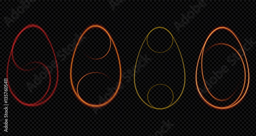 Easter Egg neon light neon light design concept Graphic Elements. illustration.vector PNG
