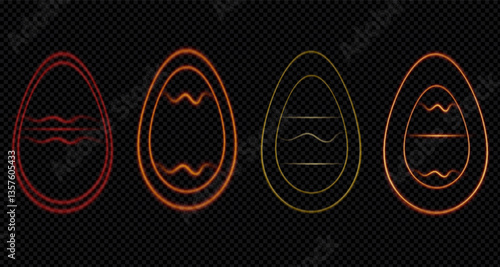 Easter Egg neon light neon light design concept Graphic Elements. illustration.vector PNG
