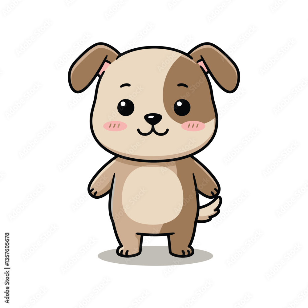 Naklejka premium Adorable Cartoon Puppy Cute Dog Illustration Vector