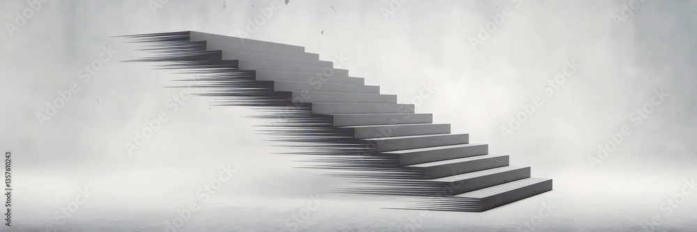 Minimalist stairs dissolving into a fluid streak on a white background – Ideal for brands focused on movement, progression, and innovation. Minimalist stairs dissolving into a fluid streak on a white background – Ideal for brands focused on movement, progression, and innovation.