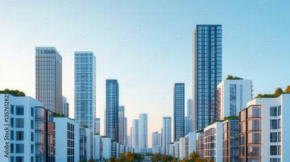 Carbon-neutral cities renewable and innovation, A modern urban skyline featuring tall skyscrapers and contemporary architecture under a clear blue sky. Carbon-neutral cities renewable and innovation, A modern urban skyline featuring tall skyscrapers and contemporary architecture under a clear blue sky.