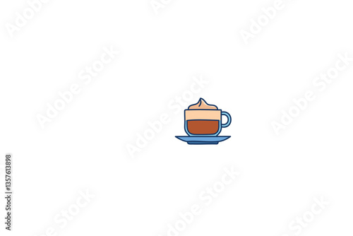  Taza de café con leche aislada sobre fondo blanco con trazado de recorte