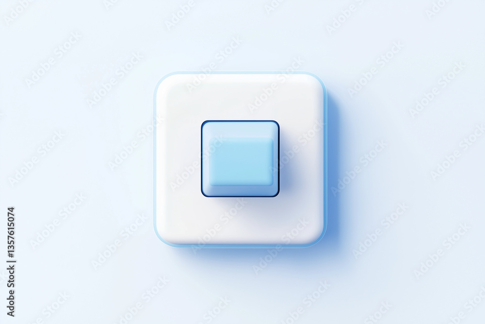 Square white switch with blue inset Square white switch with blue inset