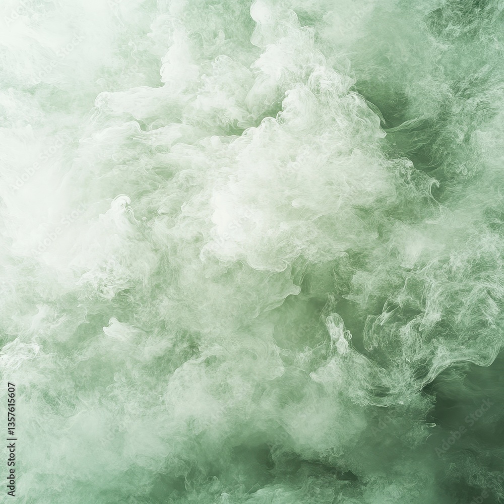 Fototapeta premium Abstract Green and White Swirling Cloud Texture Background