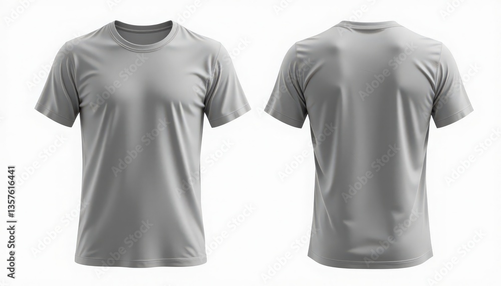 Blank Gray T-Shirt Mockup Front and Back View Blank Gray T-Shirt Mockup Front and Back View