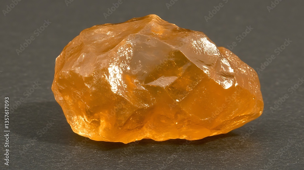 Raw, amber-colored gemstone on dark background. Raw, amber-colored gemstone on dark background.